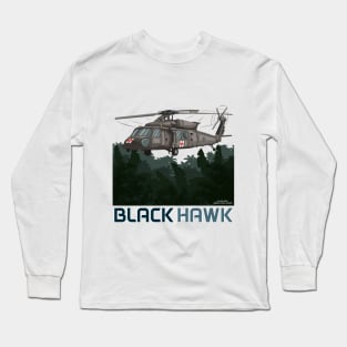 Black Hawk Tactical Helicopter Military Armed Forces Novelty Gift Long Sleeve T-Shirt